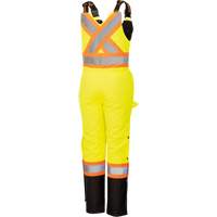 5041BBW Women's High-Visibility Waterproof Safety Overalls, Polyester, X-Small, Black/High Visibility Lime-Yellow Sécurité Médic