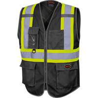 6959BK Tricot High-Visibility Safety Vest with Zipper Closure, Black, X-Small, Polyester Sécurité Médic