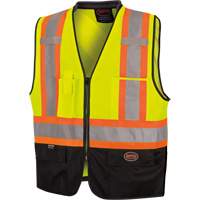 6895 High-Visibility Zip Front Bi-Colour Safety Vest, Black/High Visibility Lime-Yellow, 2X-Large/3X-Large, Polyester Sécurité Médic