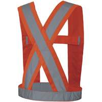 5491 Bretelles ajustables de s&eacute;curit&eacute; haute visibilit&eacute; de 4" de largeur, R&eacute;pond ou surpasse la norme CSA Z96 classe 2 - niveau 2, Orange haute visibilit&eacute;, Couleur r&eacute;fl&eacute;chissante Argent, Taille unique Sécurité Médic