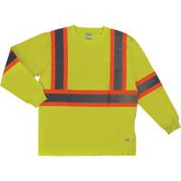 Long Sleeve Safety T-Shirt, Cotton, X-Small, High Visibility Lime-Yellow Sécurité Médic