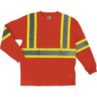 Long Sleeve Safety T-Shirt, Cotton, X-Small, High Visibility Orange Sécurité Médic