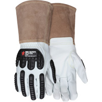Leather Welding Work Gloves, Medium, Goatskin Palm, Gauntlet Cuff Sécurité Médic
