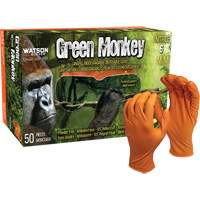 Gants jetables GreenMonkey, Petit, Nitrile, 6 mils, Sans poudre, Orange Sécurité Médic