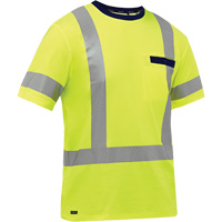 Chemise &agrave; manches courtes et X au dos Bisley, Poly-coton, Petit, Jaune lime haute visibilit&eacute; Sécurité Médic