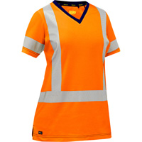 Chemise &agrave; manches courtes et X au dos Bisley pour femmes, Poly-coton, Petit, Orange haute visibilit&eacute; Sécurité Médic
