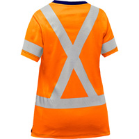 Chemise &agrave; manches courtes et X au dos Bisley pour femmes, Poly-coton, Petit, Orange haute visibilit&eacute; Sécurité Médic
