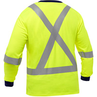 Chemise &agrave; manches longues et X au dos Bisley, Poly-coton, Petit, Jaune lime haute visibilit&eacute; Sécurité Médic