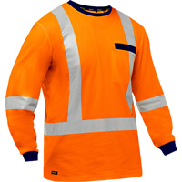 Chemise &agrave; manches longues et X au dos Bisley, Poly-coton, Petit, Orange haute visibilit&eacute; Sécurité Médic