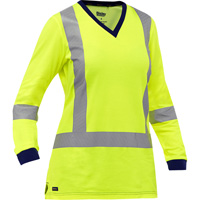 Chemise &agrave; manches longues et X au dos Bisley pour femmes, Poly-coton, Petit, Jaune lime haute visibilit&eacute; Sécurité Médic