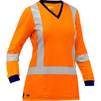 Chemise &agrave; manches longues et X au dos Bisley pour femmes, Poly-coton, Petit, Orange haute visibilit&eacute; Sécurité Médic