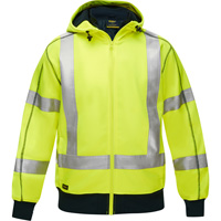 Coton ouat&eacute; doubl&eacute; de sherpa avec capuchon &agrave; fermeture &eacute;clair compl&egrave;te et X au dos Bisley, Petit, Jaune lime haute visibilit&eacute; Sécurité Médic