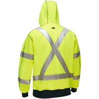 Coton ouat&eacute; doubl&eacute; de sherpa avec capuchon &agrave; fermeture &eacute;clair compl&egrave;te et X au dos Bisley, Petit, Jaune lime haute visibilit&eacute; Sécurité Médic