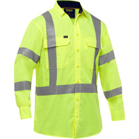 Chemise de travail &agrave; manches longues et X au dos Bisley avec X-Airflow, Poly-coton, Petit, Jaune lime haute visibilit&eacute; Sécurité Médic