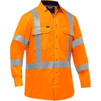 Chemise de travail &agrave; manches longues et X au dos Bisley avec X-Airflow, Poly-coton, Petit, Orange haute visibilit&eacute; Sécurité Médic