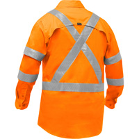Chemise de travail &agrave; manches longues et X au dos Bisley avec X-Airflow, Poly-coton, Petit, Orange haute visibilit&eacute; Sécurité Médic