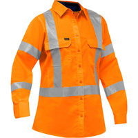 Chemise de travail &agrave; manches longues et X au dos Bisley avec X-Airflow pour femmes, Poly-coton, Petit, Orange haute visibilit&eacute; Sécurité Médic