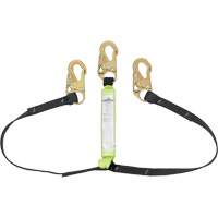 SA-64000-4 Shock Absorbing Lanyard, 4', Snap Hook Center, Snap Hook Leg Ends, Polyester Sécurité Médic