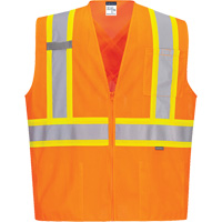 Veste de s&eacute;curit&eacute; &agrave; bandes contrastantes, Orange haute visibilit&eacute;, Petit, Polyester Sécurité Médic