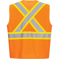 Veste de s&eacute;curit&eacute; &agrave; bandes contrastantes, Orange haute visibilit&eacute;, Petit, Polyester Sécurité Médic