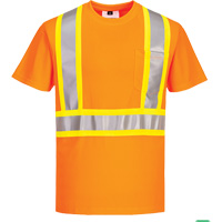 Contrast-Striped Safety T-Shirt, Polyester, Small, High Visibility Orange Sécurité Médic