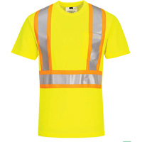 Contrast-Striped Safety T-Shirt, Polyester, Small, High Visibility Lime-Yellow Sécurité Médic