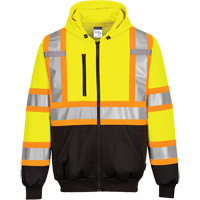 Contrast-Striped Safety Hoodie, Small, Black/High Visibility Lime-Yellow Sécurité Médic