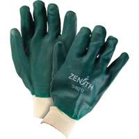 Double Dipped Green Gloves, 10" L, PVC, Cotton Jersey Inner Lining, 70-mil Sécurité Médic