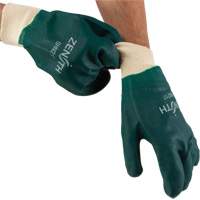 Double Dipped Green Gloves, 10" L, PVC, Cotton Jersey Inner Lining, 70-mil Sécurité Médic