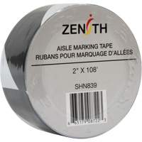 Aisle Marking Tape, 2" x 108', PVC, Noir et blanc Sécurité Médic