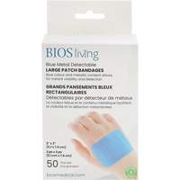 Blue Large Patch Bandages, Rectangular/Square, 3", Fabric Metal Detectable, Sterile Sécurité Médic