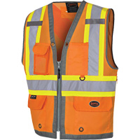 Veste de s&eacute;curit&eacute; pour arpenteur Pioneer avec fermeture &agrave; glissi&egrave;re et dos en maille, Orange haute visibilit&eacute;, Petit, Polyester Sécurité Médic