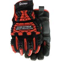 010R Extreme Red Impact Resistant Gloves, X-Small, Microfibre Palm, Hook & Loop Cuff Sécurité Médic