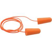 Bouchons d'oreilles coniques jetables en mousse de PU orange SEALTEC33, Avec cordon, Vrac - Boîte, 33 dB NRR, Taille unique Sécurité Médic
