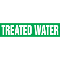 "Treated Water" Pipe Markers, Self-Adhesive, 2-1/2" H x 12" W, White on Green Sécurité Médic