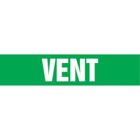 "Vent" Pipe Markers, Self-Adhesive, 2-1/2" H x 12" W, White on Green Sécurité Médic