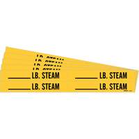 Marqueurs de tuyau avec espace vierge suivi de LB. Steam, Autocollant, 1-1/8" h x 7" la, Noir sur jaune Sécurité Médic