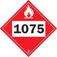 1075 Liquefied Petroleum Flammable Gas TDG Placard, Plastic Sécurité Médic