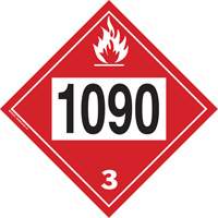 1090 Acetone Flammable Liquid TDG Placard, Plastic Sécurité Médic