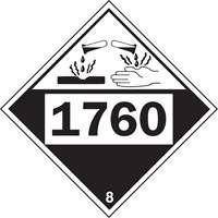 1760 Aluminum Phosphate Corrosive Materials TDG Placard, Plastic Sécurité Médic