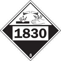 1830 Sulphuric Acid Corrosive Materials TDG Placard, Plastic Sécurité Médic