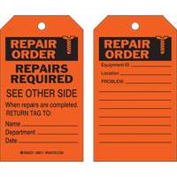 Safety Repair Tag, Polyester, 4" W x 7" H, English Sécurité Médic