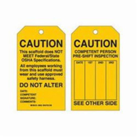 Scaffold Safety Tags, Polyester, 4" W x 7" H, English Sécurité Médic