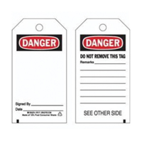 Accident Prevention Tags, Polyester, 3" W x 5-3/4" H, English Sécurité Médic