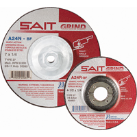 A24N Fast Grinding Wheel, 7" x 1/4", 7/8" Arbor, Aluminum Oxide, Type 27 Sécurité Médic