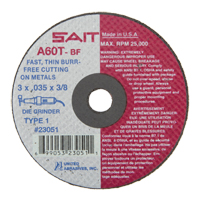 Cut-Off Wheel (A36T), 3" x 0.035", 3/8" Arbor, Type 1, Aluminum Oxide, 25000 RPM Sécurité Médic
