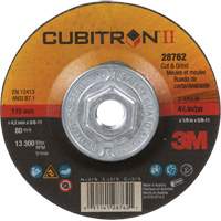 Disque de coupe et de meulage &agrave; changement rapide Cubitron II, 4-1/2" x 1/8", Arbre de 5/8"-11, Type 27, C&eacute;ramique Sécurité Médic