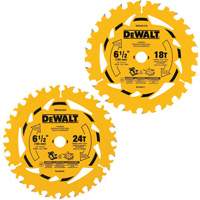 Assortiment de lames de scie circulaire, 6-1/2", 18/24 dents, Pour Bois Sécurité Médic
