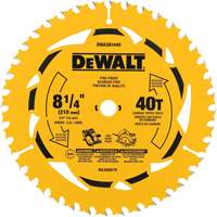 Lame de scie circulaire pour la coupe transversale, 8-1/4", 40 dents, Pour Bois Sécurité Médic