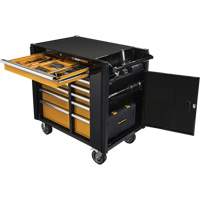 Powered Tool Cart, 11 Drawers, 42-1/2" W x 24-7/16" D x 41" H, Black/Orange Sécurité Médic